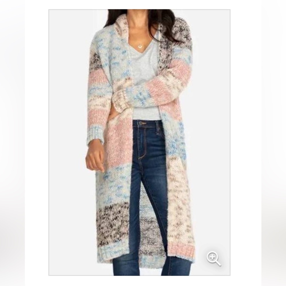 Johnny Was Alpaca Hooded Sweater Cardigan Painted Lady Duster Size XS